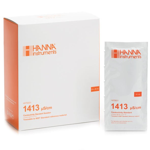 Hanna 1413 µS/cm Conductivity Standard (25 x 20mL) - HI70031P