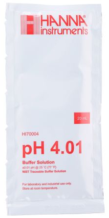 HANNA TEN (10) PACK ph 4.01 20ml CALIBRATION SOLUTION PACKET (SINGLE USE)