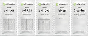 Milwaukee Instruments M1004 pH 4.01 M1007 pH 7.01 M10010 pH 10.01 Rinse M10000 Cleaning M10016 pH Calibration Solution 20mL Sachets Bundle for pH and Electrode Buffer