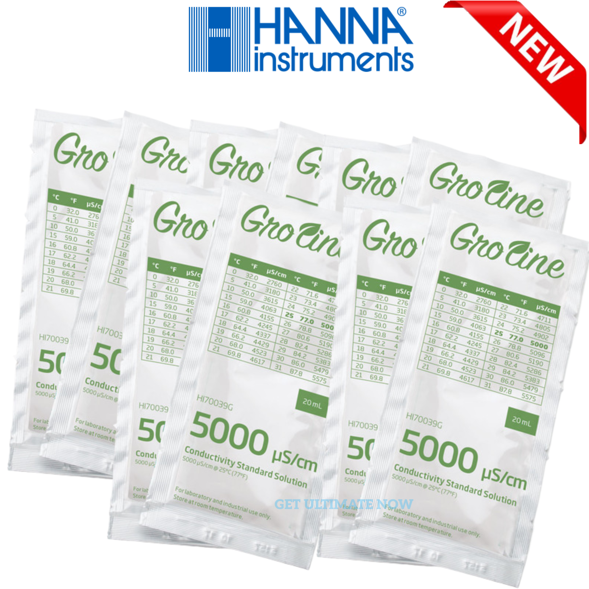 5000 Cm GroLine 5000 uS/cm Conductivity Standard Sachets, 20 mL (10 -Packs)