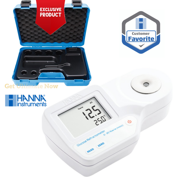 Hanna Instruments Digital Refractometer for % Glucose by Weight Analysis with Hard case