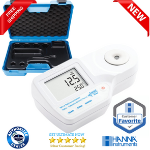 Digital Refractometer for % Brix and Potential Alcohol (% V/V) Analysis in Wine with Hard case