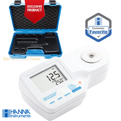 Hanna Digital Refractometer for Measuring Sodium Chloride in Food with Hard Carrying Case