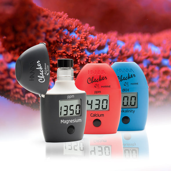 Hanna Instruments Marine Coral Care Kit with three testing devices