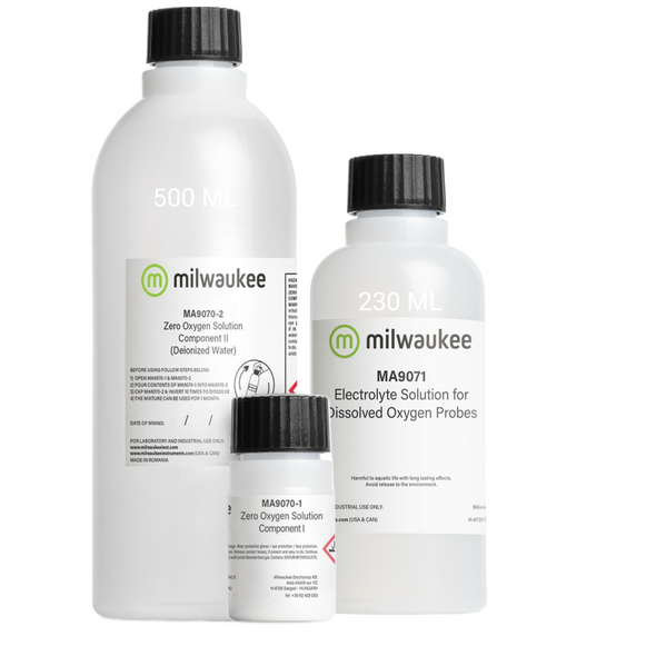 Milwaukee MW600 PRO Zero Oxygen Calibration Solution Kit and Oxygen Electrolyte Solution Bundle