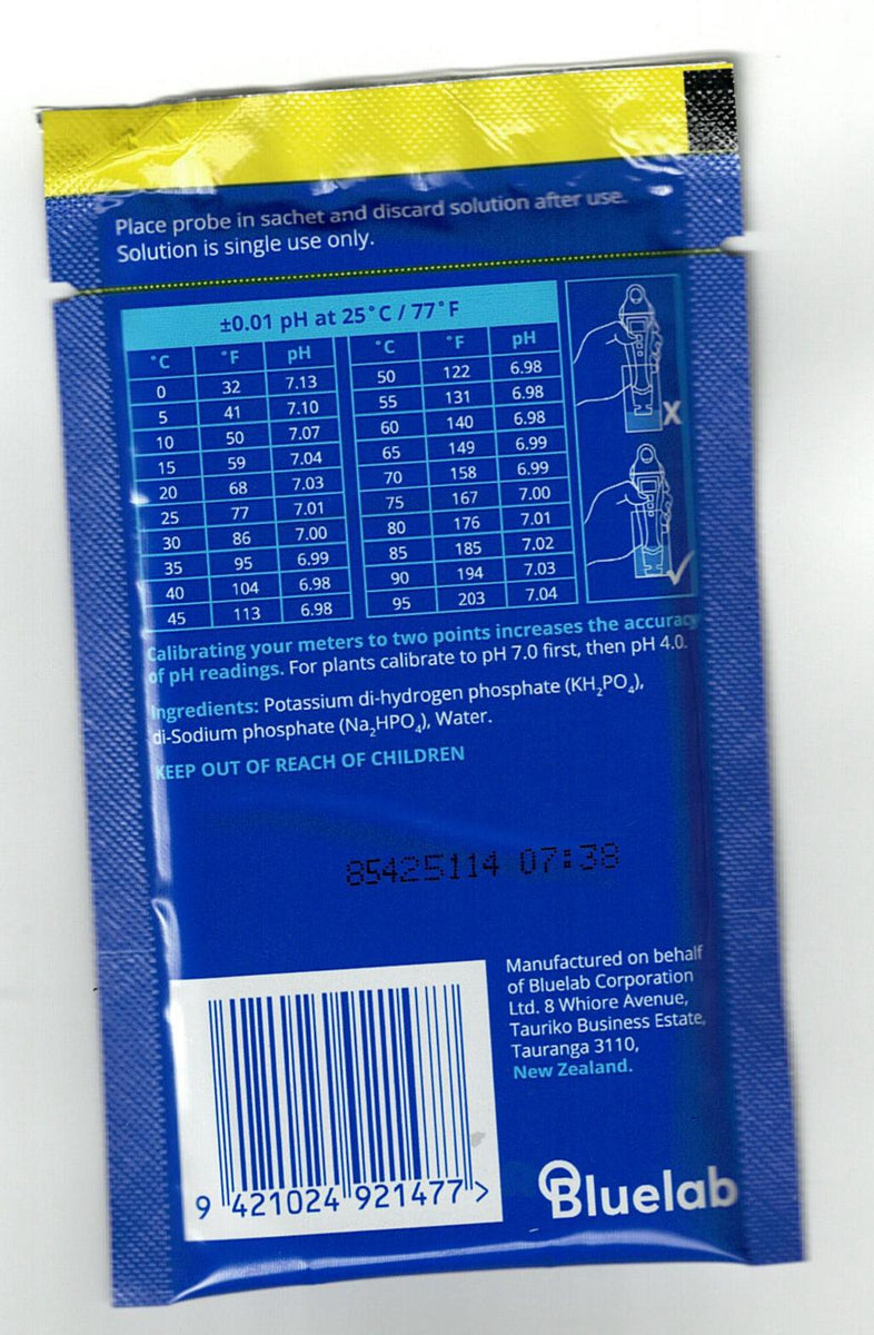Bluelab pH 7.0 Calibration Solution – 18 ml Sachet | Neutral pH Buffer