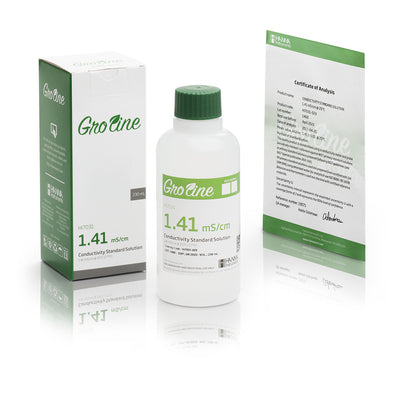 GroLine 1413 µS/cm Conductivity Standard with Certificate (230mL Bottle)